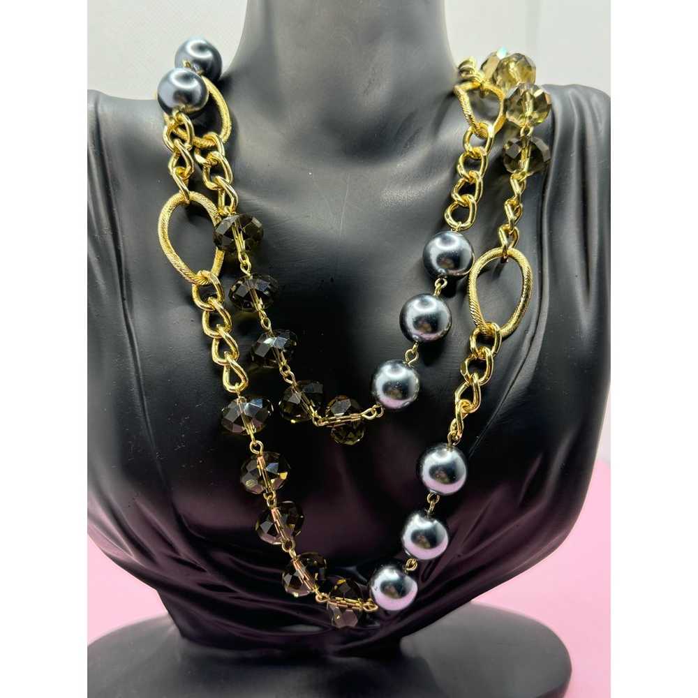 Joan Rivers Vintage Gold Tone Beads Faux Pearl Ne… - image 1