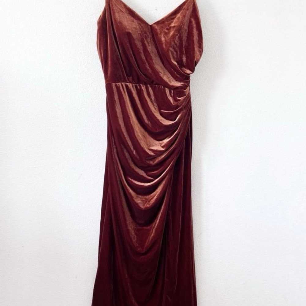 Revelry Sky Velvet Bridesmaid Maxi Dress in Terra… - image 2