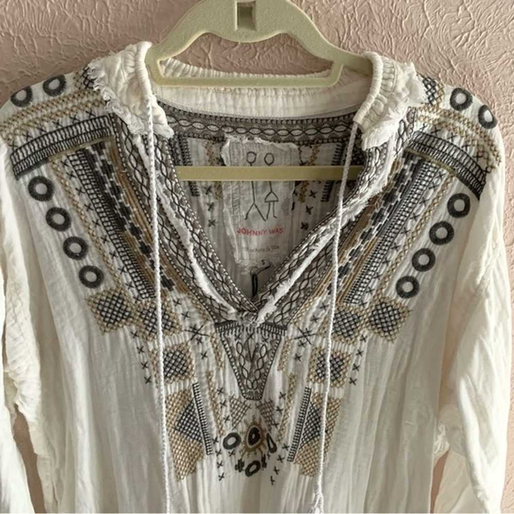 Johnny Was white RHAN GAUZE DRESS boho embroidere… - image 3