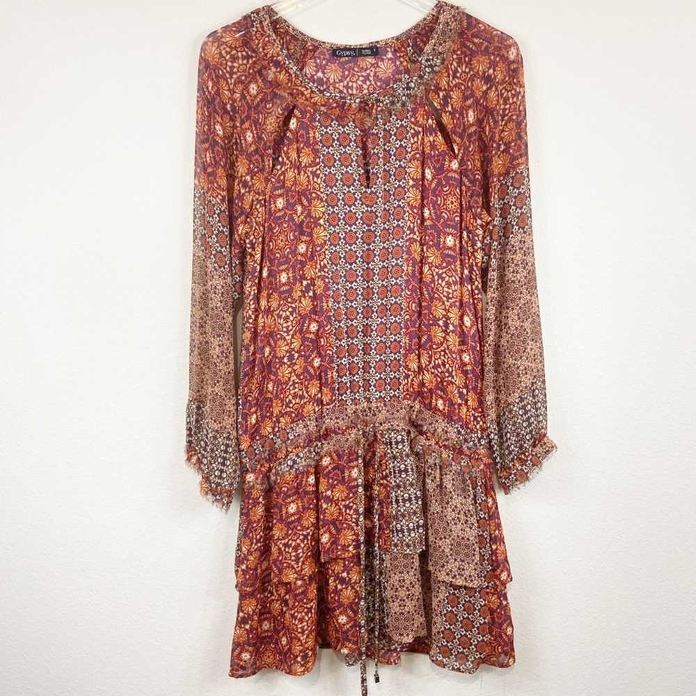 Gypsy 05 Girih Peasant Boho Silk Dress Size Small - image 3