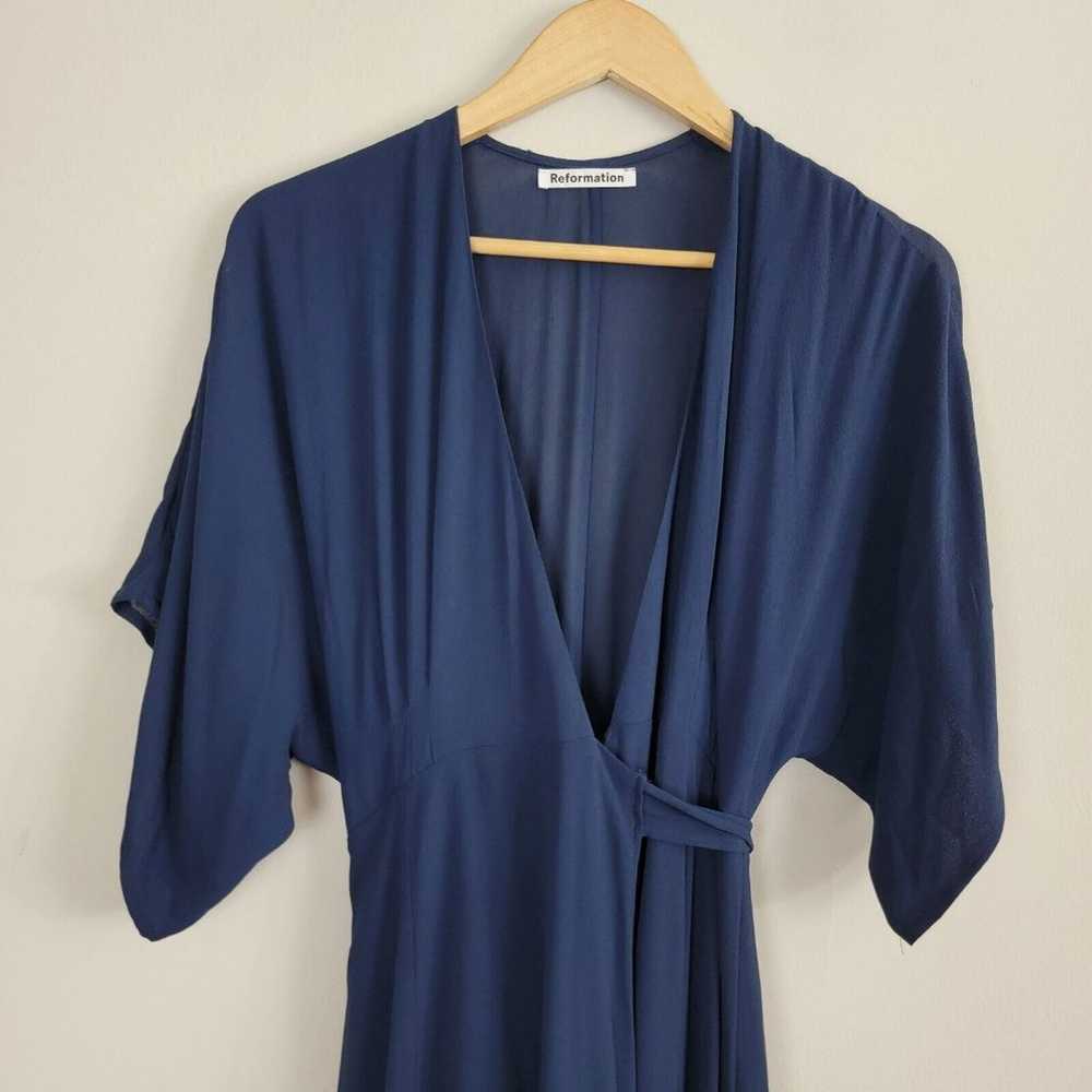 Reformation Winslow Navy Blue Wrap Maxi Dress Siz… - image 3