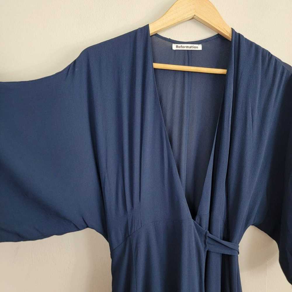 Reformation Winslow Navy Blue Wrap Maxi Dress Siz… - image 4