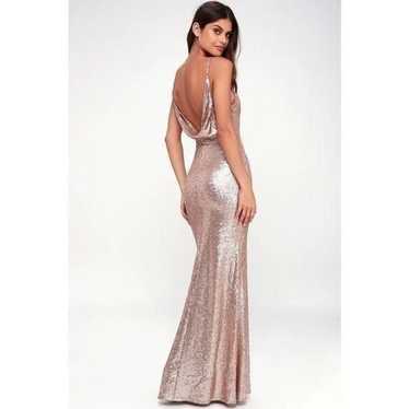 Lulus Chic Celebration Champagne Sequin Maxi Dres… - image 1