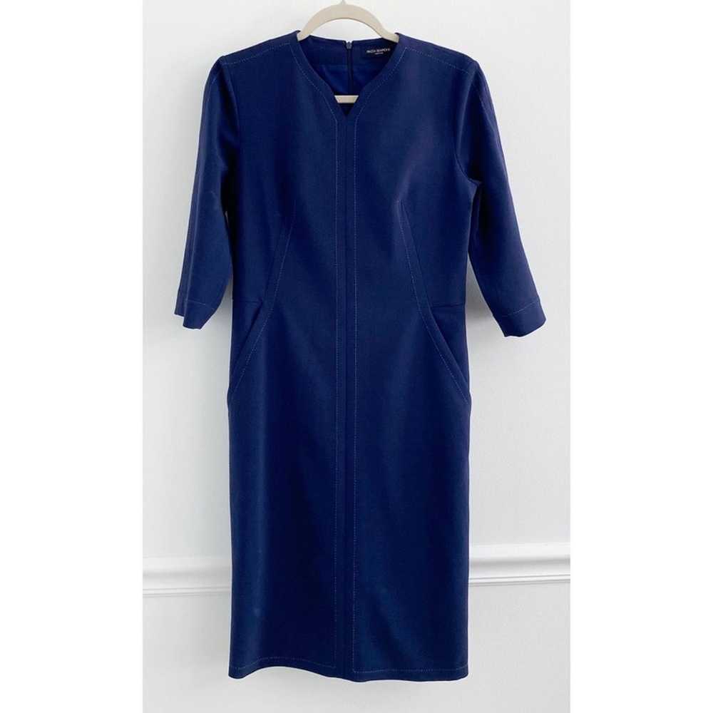 Piazza Sempione Italy Navy Blue Wool Sheath Midi … - image 1