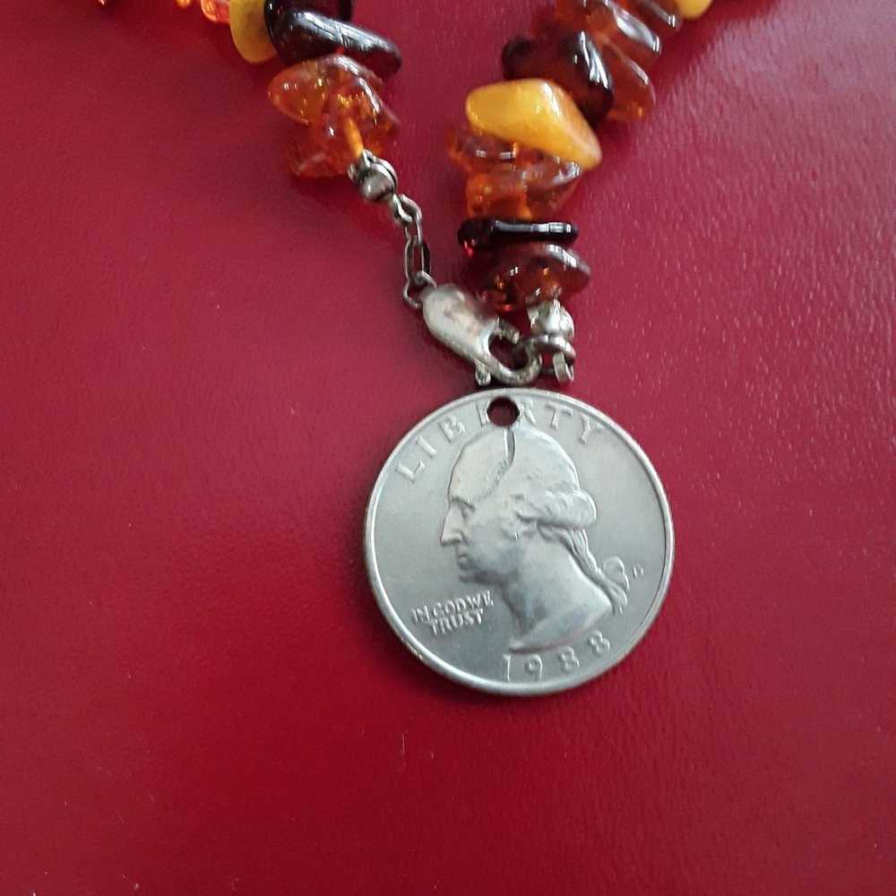 Vintage Baltic Amber and Sterling Silver Necklace - image 3