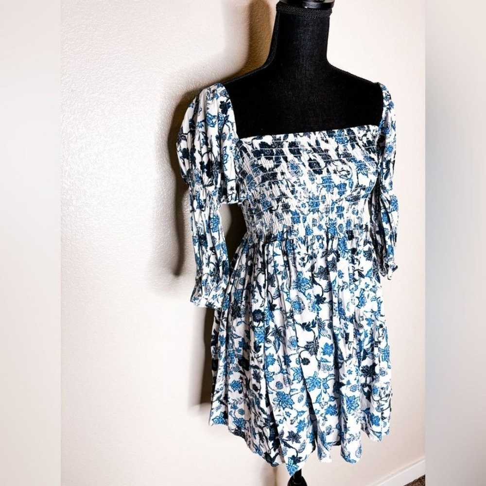 MISA Zadie Floral Cotton Smocked Babydoll Blue Mi… - image 3