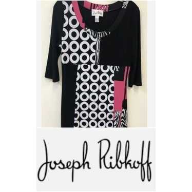 Joseph Ribkoff Black White and Pink Patterned Dres