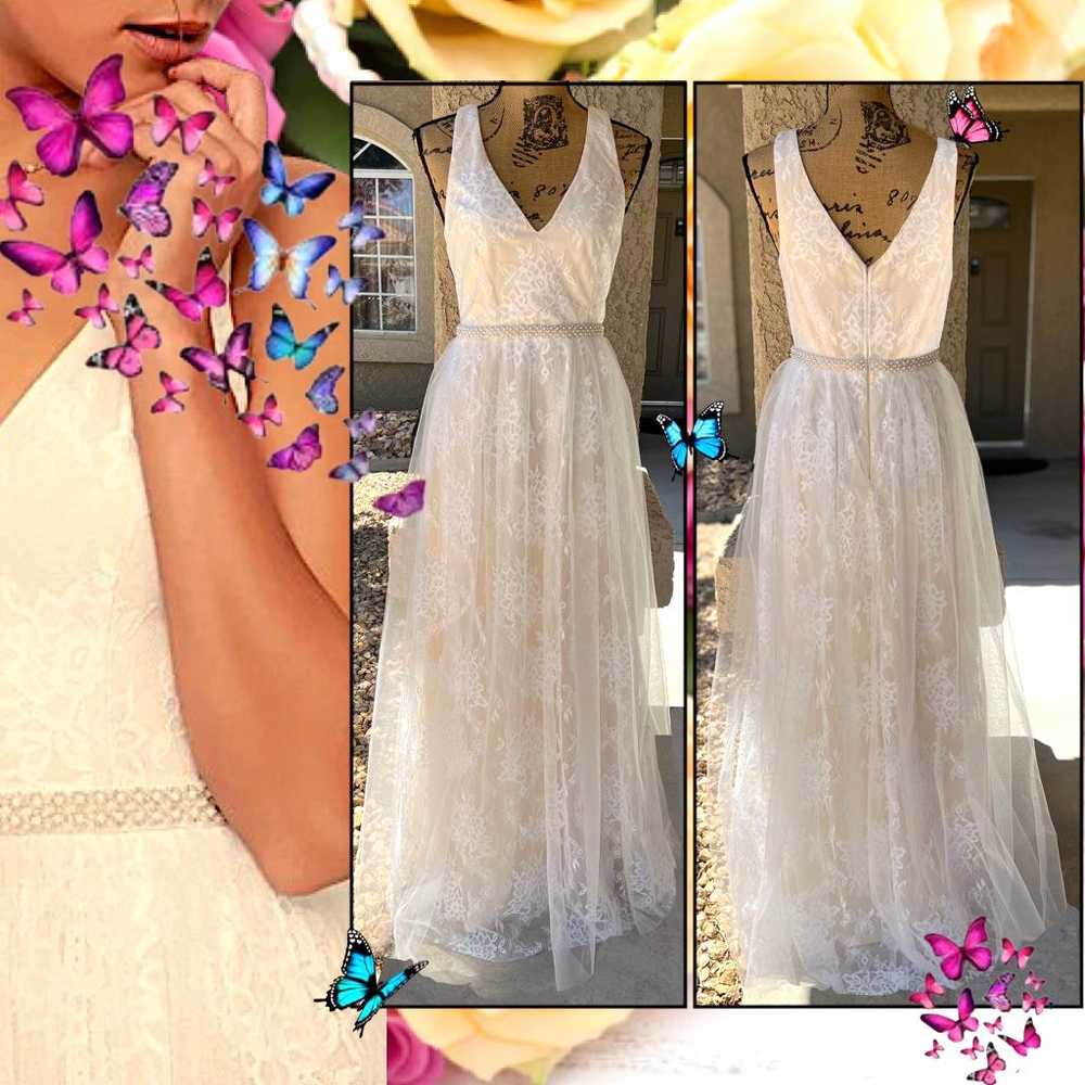 Lulus Sweet Love Ivory Lace Beaded Maxi Dress Siz… - image 1