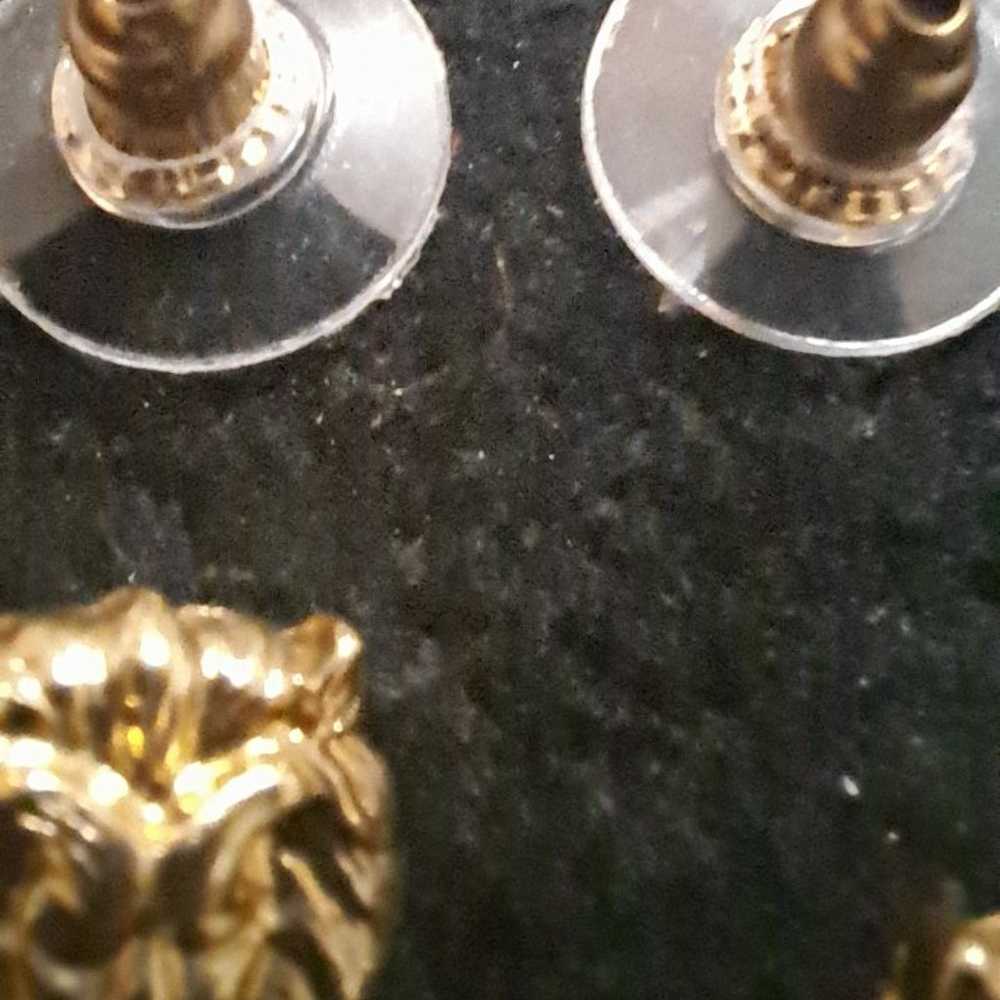 Vintage gold plated Lion earrings - image 4