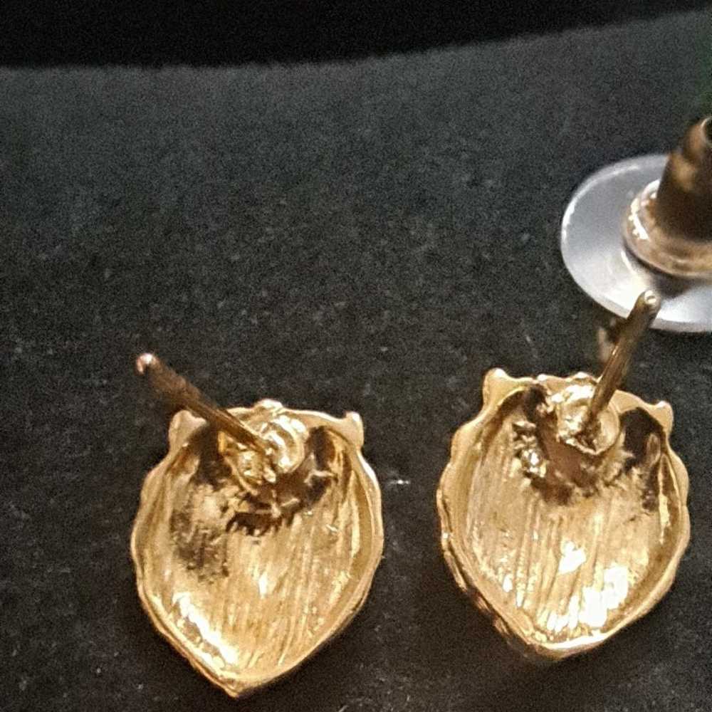 Vintage gold plated Lion earrings - image 6