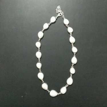 Vintage Napier White Faceted Silver Tone Statement