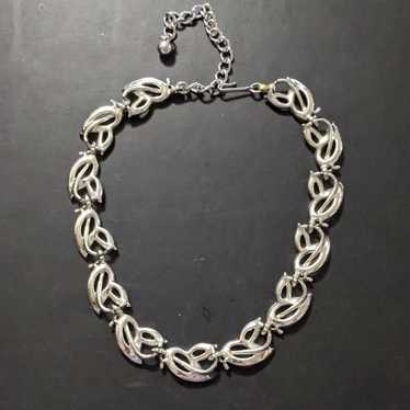 Vintage Silver Tone Metal Chain Choker Statement … - image 1