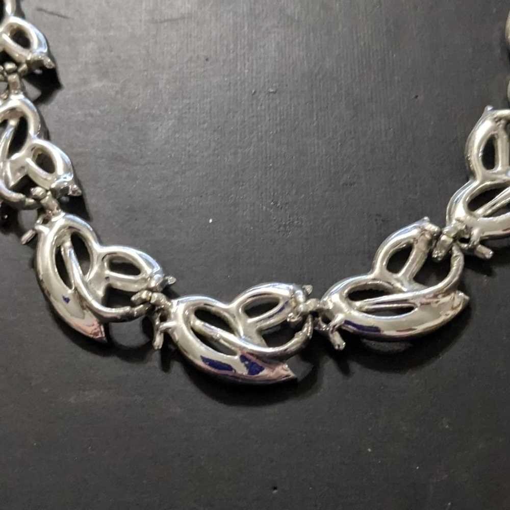 Vintage Silver Tone Metal Chain Choker Statement … - image 2