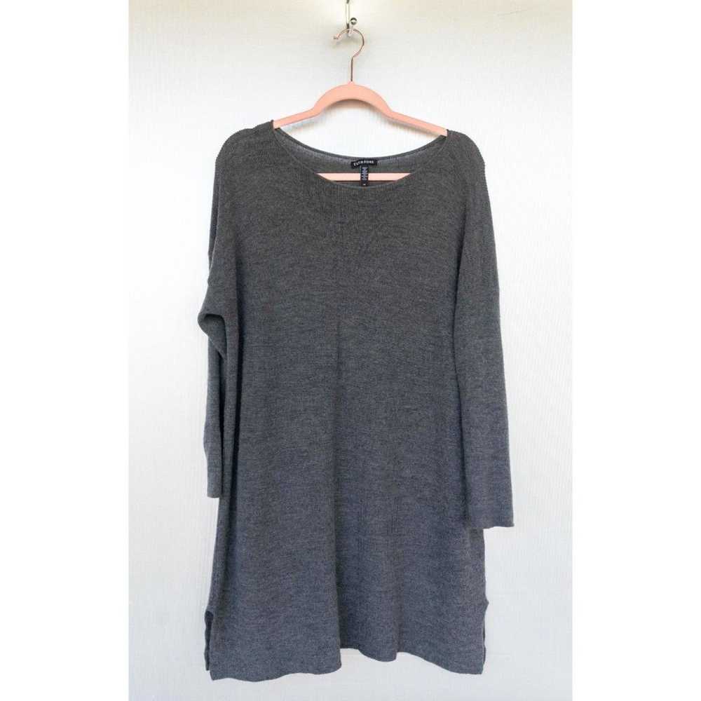 Eileen Fisher NWOT Gray Extra Fine Merino Wool Lo… - image 7