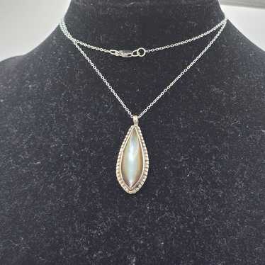 Sterling Silver Agate Teardrop Pendant Necklace 92