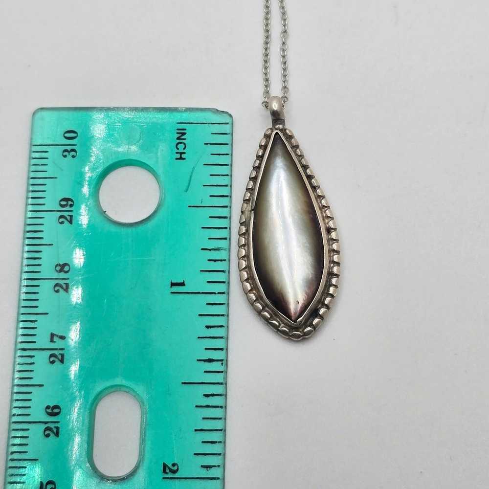 Sterling Silver Agate Teardrop Pendant Necklace 9… - image 5