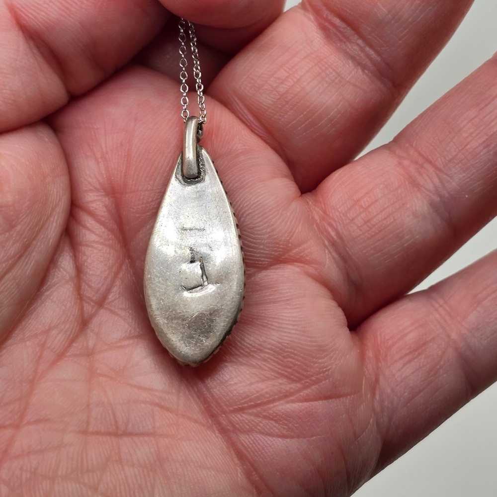 Sterling Silver Agate Teardrop Pendant Necklace 9… - image 7