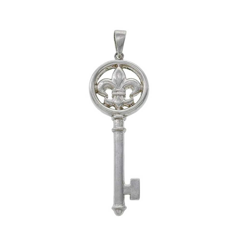 Vintage Sterling Silver 925 Fleur-de-Lis Key Pend… - image 1