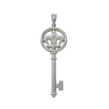 Vintage Sterling Silver 925 Fleur-de-Lis Key Pend… - image 1