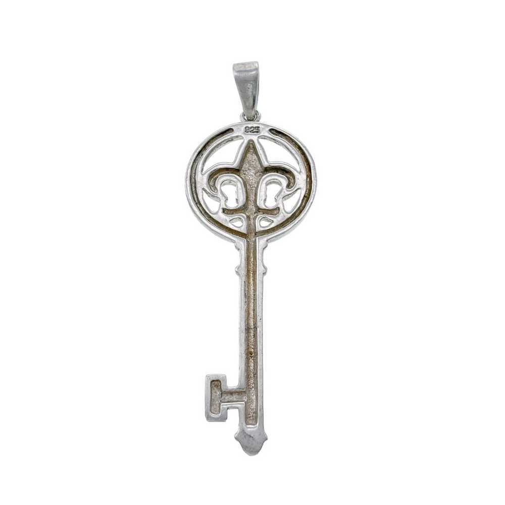 Vintage Sterling Silver 925 Fleur-de-Lis Key Pend… - image 2