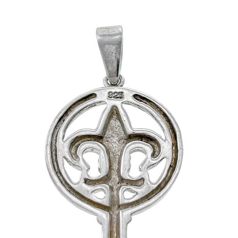 Vintage Sterling Silver 925 Fleur-de-Lis Key Pend… - image 3