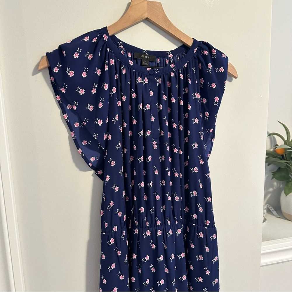 J. Crew Navy Blue Pink Floral Maxi Dress Large - image 10