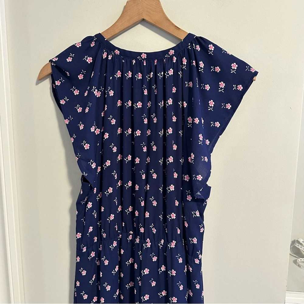 J. Crew Navy Blue Pink Floral Maxi Dress Large - image 5