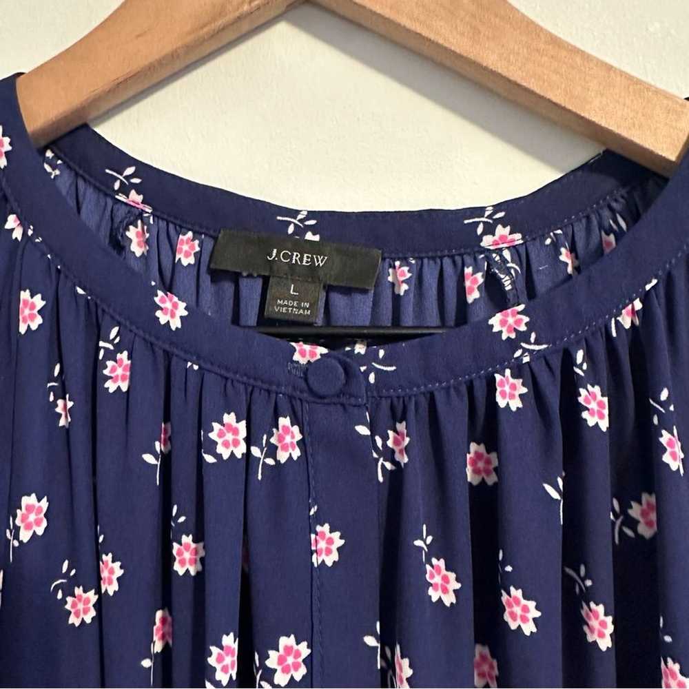 J. Crew Navy Blue Pink Floral Maxi Dress Large - image 8