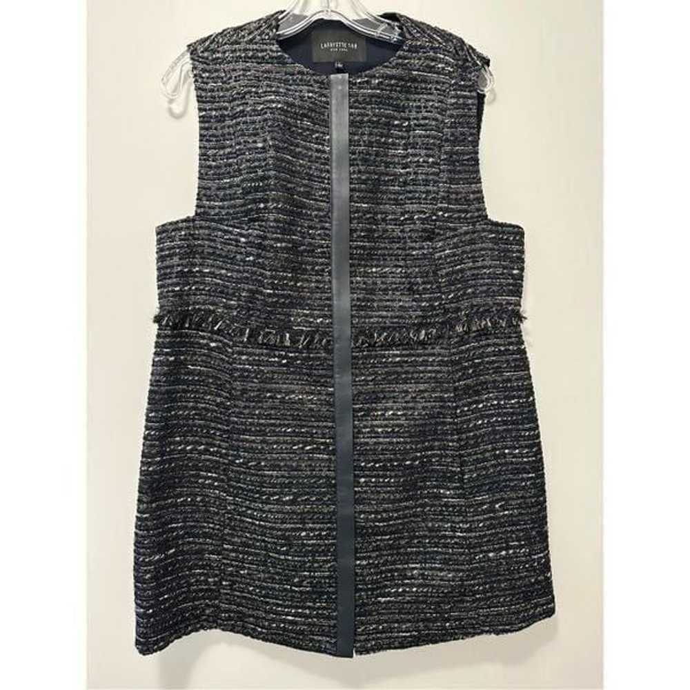 Lafayette 148 Grey Metallic Tweed Shift Dress - image 1