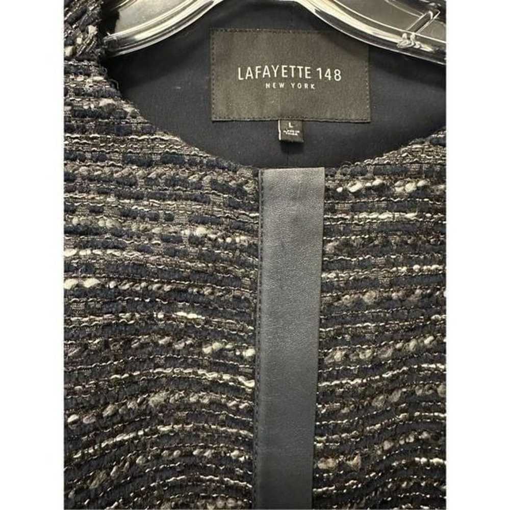 Lafayette 148 Grey Metallic Tweed Shift Dress - image 2