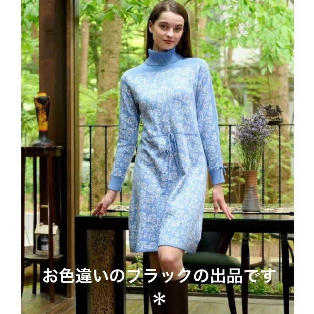 Super Beauty Floral Jacquard Turtleneck Knit Dress - image 1