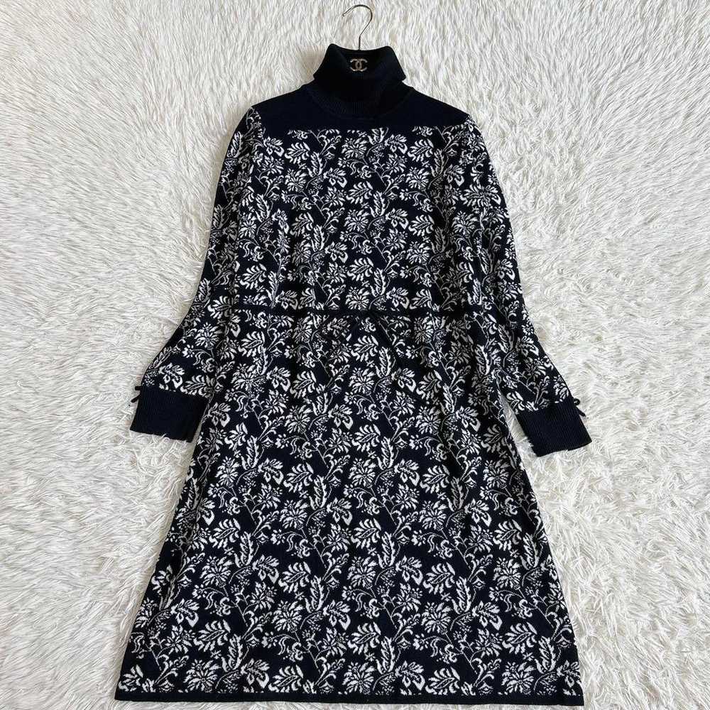 Super Beauty Floral Jacquard Turtleneck Knit Dress - image 2