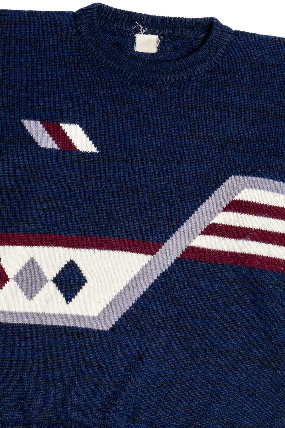 Vintage Navy Knit Graphic 80s Sweater - image 2