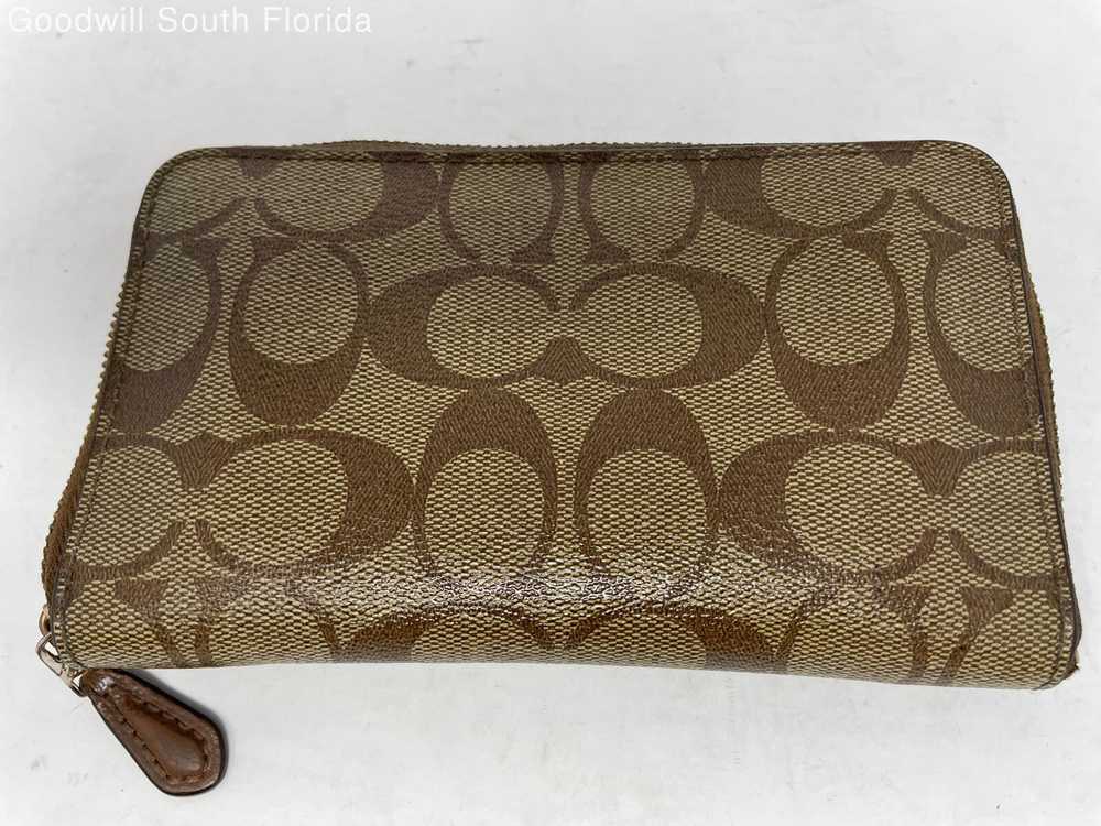 Coach Womens Brown Signature Canvas Medium Zip-Ar… - image 7