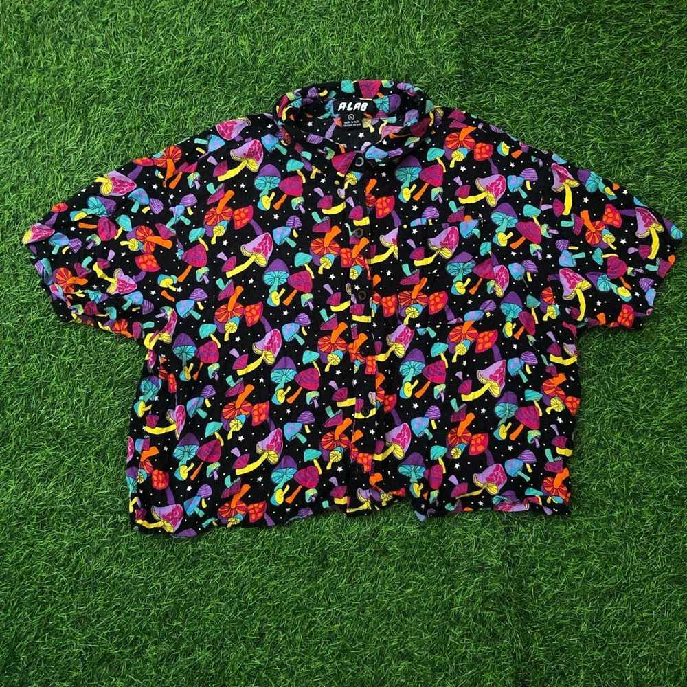 Other A.Lab Trippy Mushroom Graphic Button Up Col… - image 1