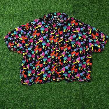 Other A.Lab Trippy Mushroom Graphic Button Up Col… - image 1