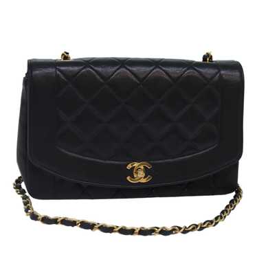 Chanel Diana Black Leather Shoulder Bag (Pre-Owned