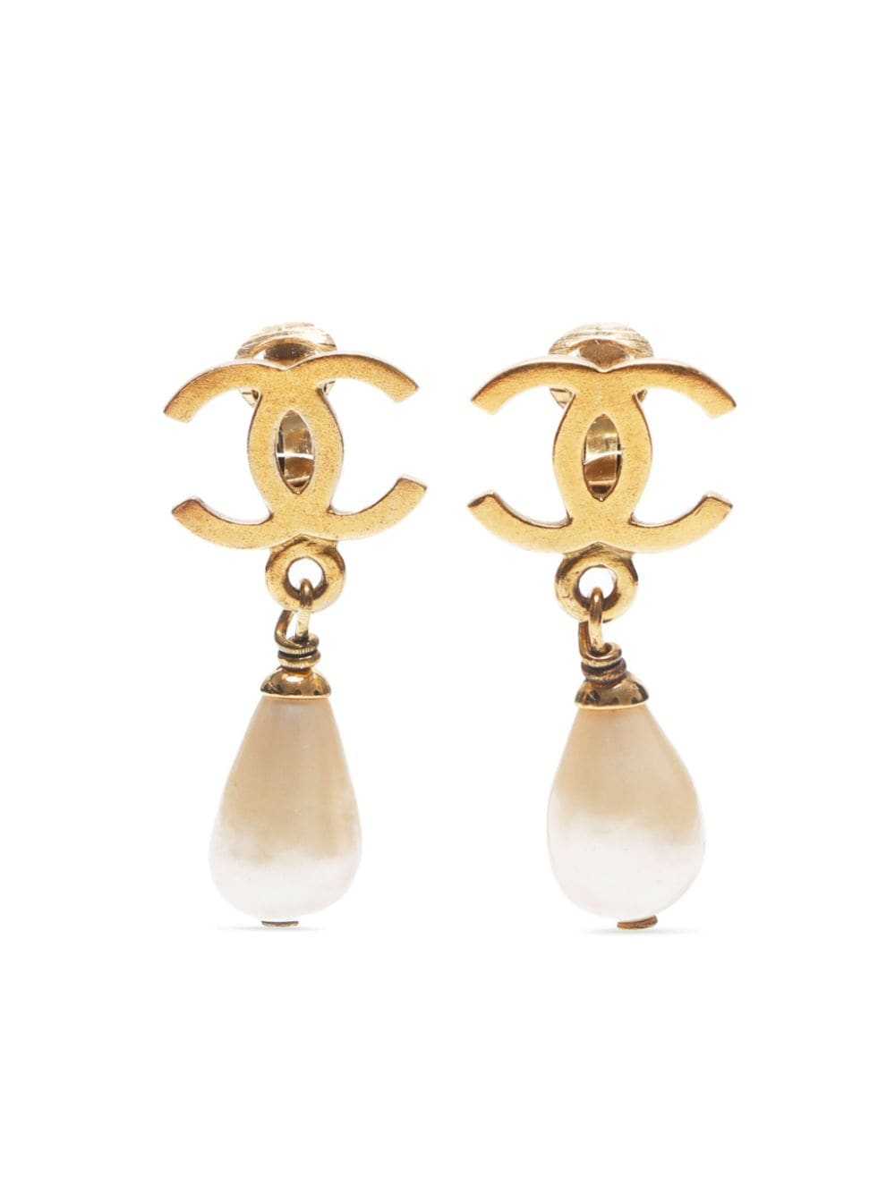 CHANEL Pre-Owned 1995 CC faux-pearl clip-on earri… - image 1