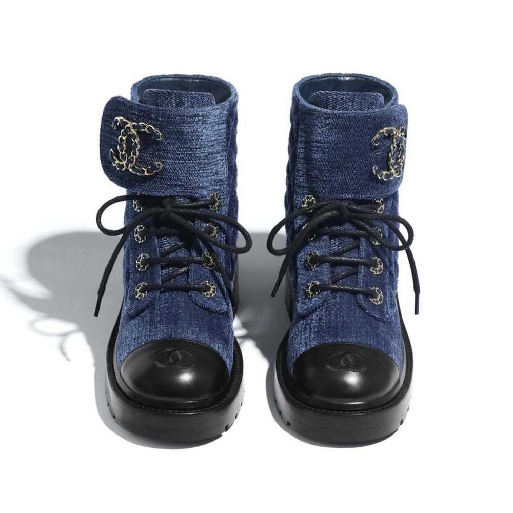 Chanel Velvet biker boots - image 7