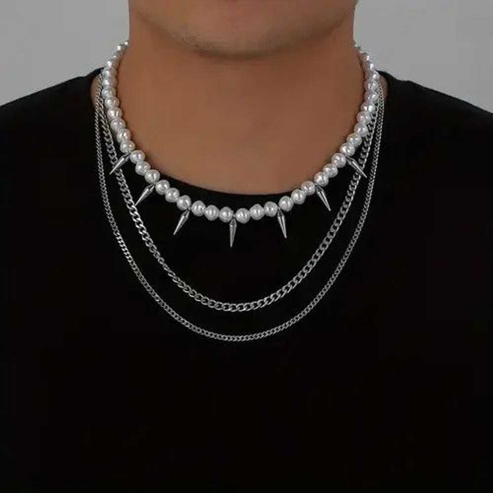 Jewelry × Vintage Three Layer Bullet Pearl Men's … - image 1