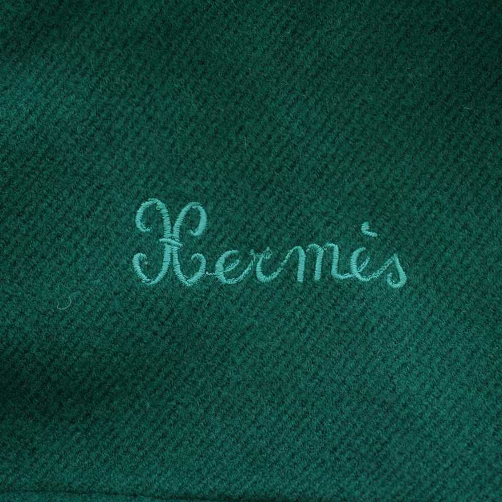 Hermes Green Wool Cashmere Blanket Scarf 124cm Fr… - image 3