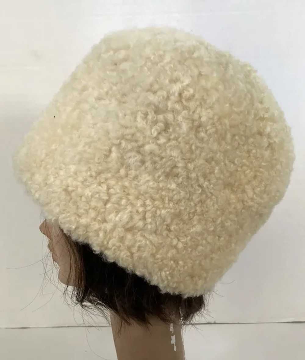 Vintage White Sheep Fur Bucket Hat Made In Finland - image 2