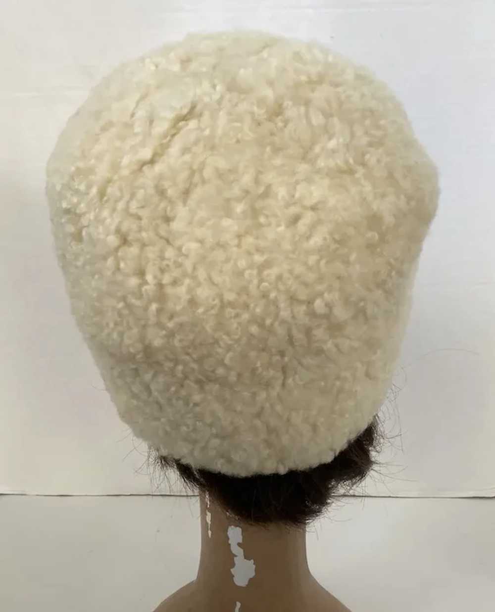 Vintage White Sheep Fur Bucket Hat Made In Finland - image 3