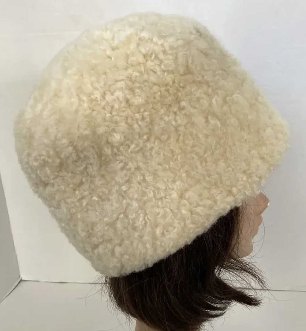 Vintage White Sheep Fur Bucket Hat Made In Finland - image 4