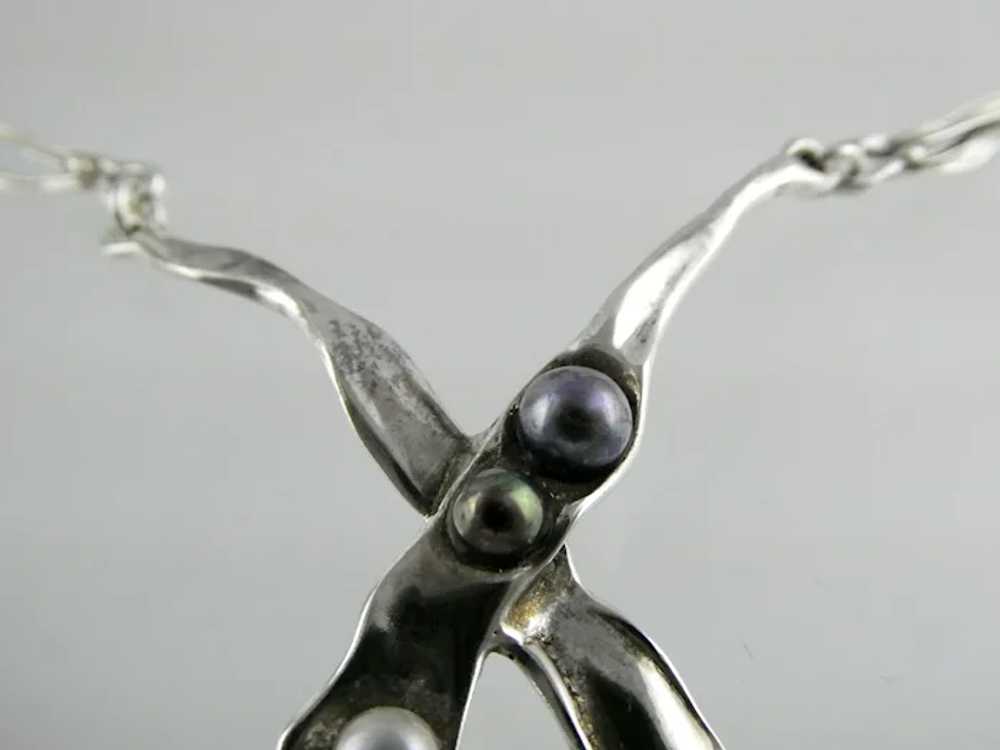 Vintage Handmade OOAK Sterling Silver Pea Pod Pea… - image 4