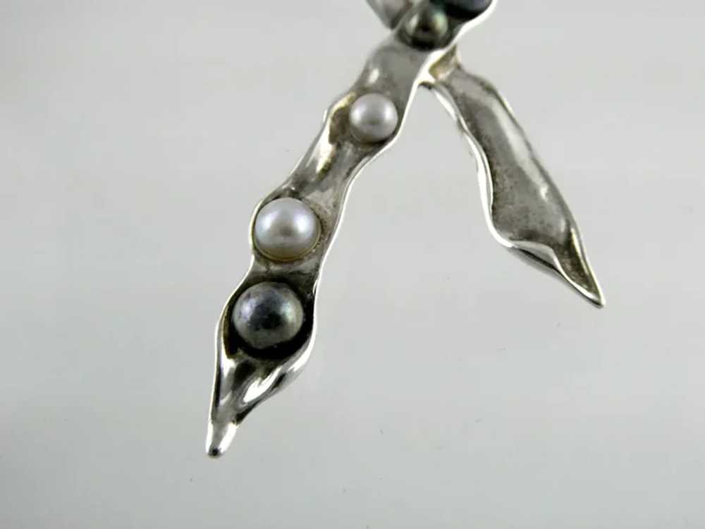 Vintage Handmade OOAK Sterling Silver Pea Pod Pea… - image 7