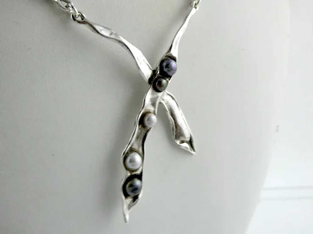 Vintage Handmade OOAK Sterling Silver Pea Pod Pea… - image 9