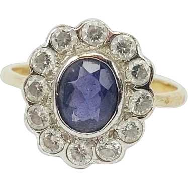 9ct Gold Iolite & Cubic Zirconia Ring UK Size N, … - image 1