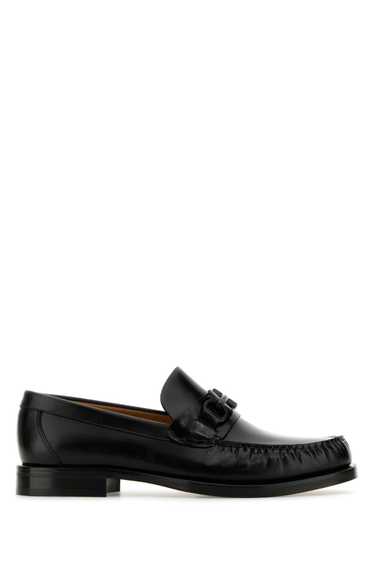 Salvatore Ferragamo Black Leather Fort Loafers