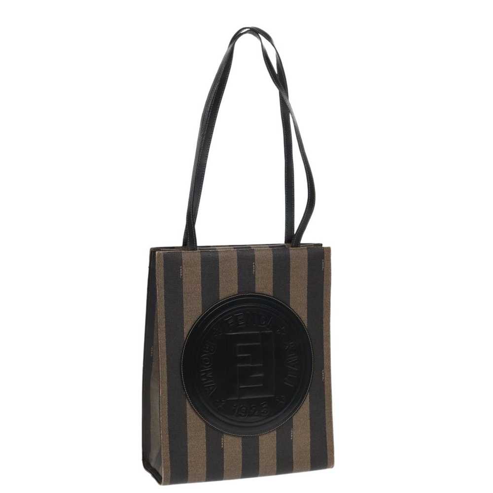 Fendi FENDI Pecan Canvas Tote Bag Brown Black gol… - image 1